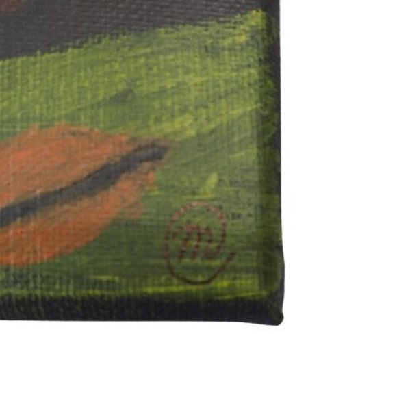 Terrifying Halloween Jack o Lantern Acrylic Painting on Black Canvas 8 x 10 in - Picture 7 of 9